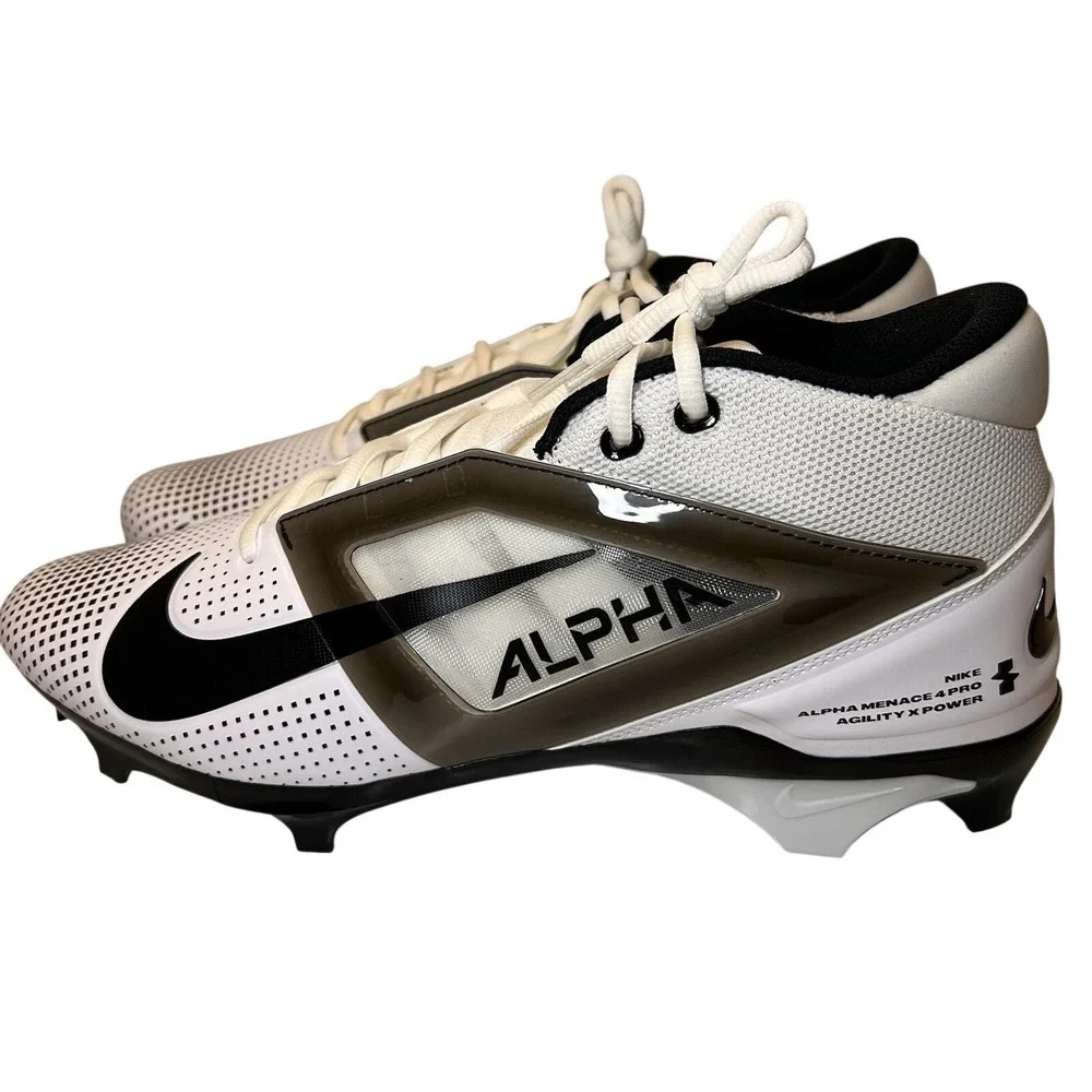 Nike Alpha Menace 4 Pro Football Cleats Mens 13 White Black FZ7702-105 New Shoe